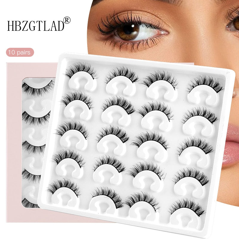Lashes Natural Cat Eye Look black False Eyelashes Wispy Lashes Fluffy 3D Faux Mink Eyelashes Fake Eyelashes 10Pairs Pack