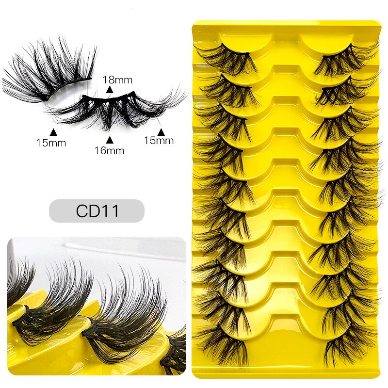10pairs Half/full eye Mink Eyelashes Clear Band Eyelashes Crisscross Transparent Band False Eyelashes Dramatic Lashes Upper Lash