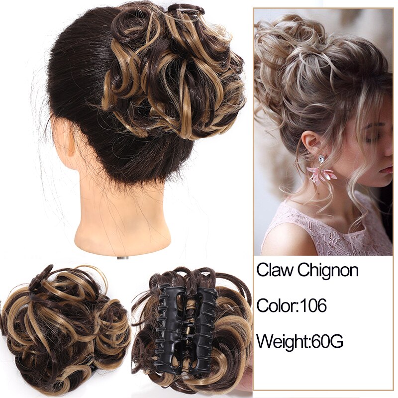 Synthetic Messy Chignon Scrunchies Natural Curly Hair Bun Pieces Fake False Hairpieces For Women Ponytail Extensions