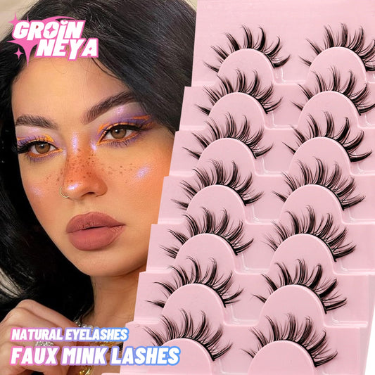5/7 pairs Eyelashes Manga Lashes 3D Natural False Lashes Fluffy Soft Cross Fairy Little Devil Lashes Extension