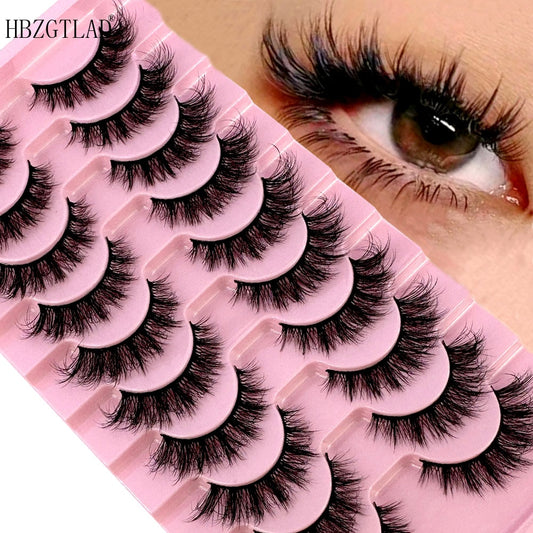 Mink Lashes Natural Look False Eyelashes Wispy Cat Eye Lashes Fluffy 3D Mink Lashes Natural Fake Lashes Strip Lashes 10Pairs