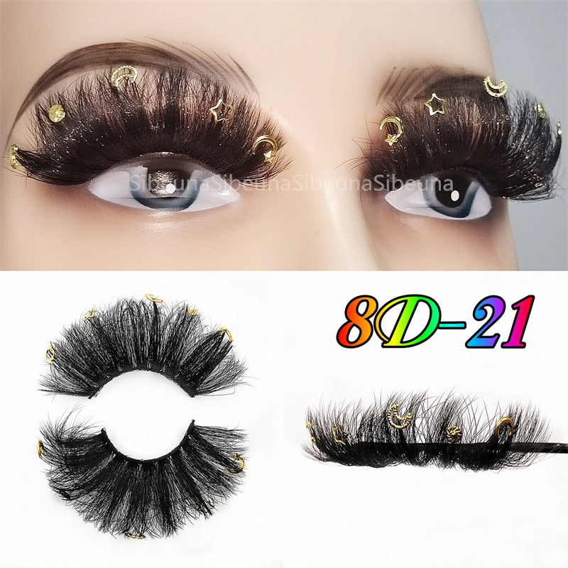 8D Diamond Glitter Lashes Faux Mink 25MM Fluffy Color Streaks Cosplay Eyelashes