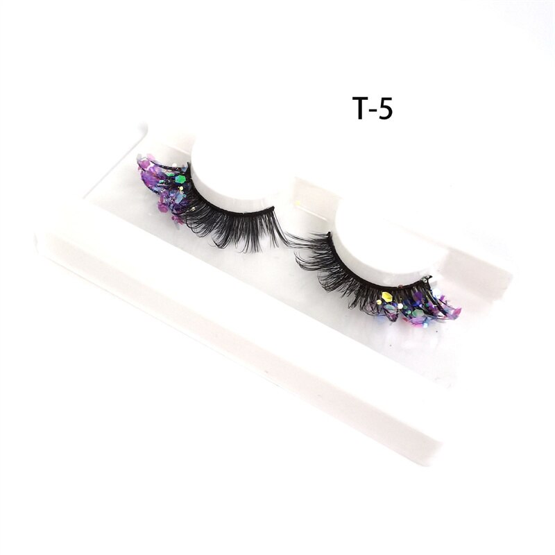 3D Diamond Shiny Fluffy Handmade Faux Mink Dramatic Decoration Eye Dress up EyeLashes Set False Eyelashes Colored Lashes