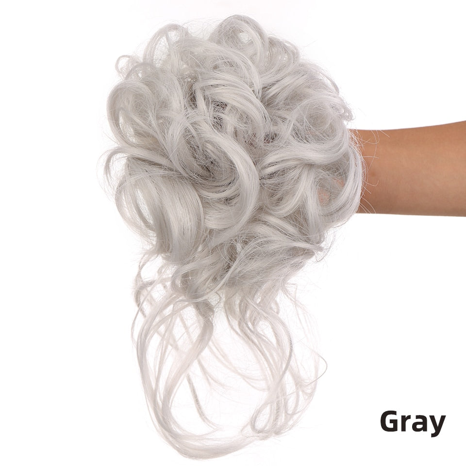 Synthetic Hair Bun Bands Blonde Black Messy Curly Chignon Donut Updo Scrunchies Fake Hair Pieces For Women Hair Extensions