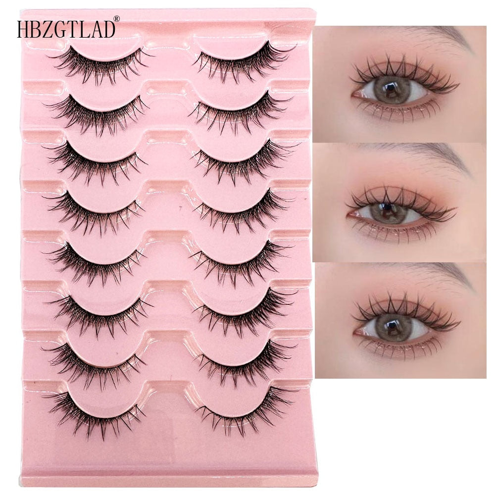 8Pairs 3D Eyelash Transparent Invisible Band Manga Lashes Natural False Eyelashes
