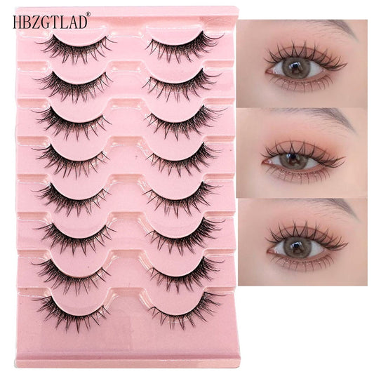 8Pairs 3D Eyelash Transparent Invisible Band Manga Lashes Natural False Eyelashes