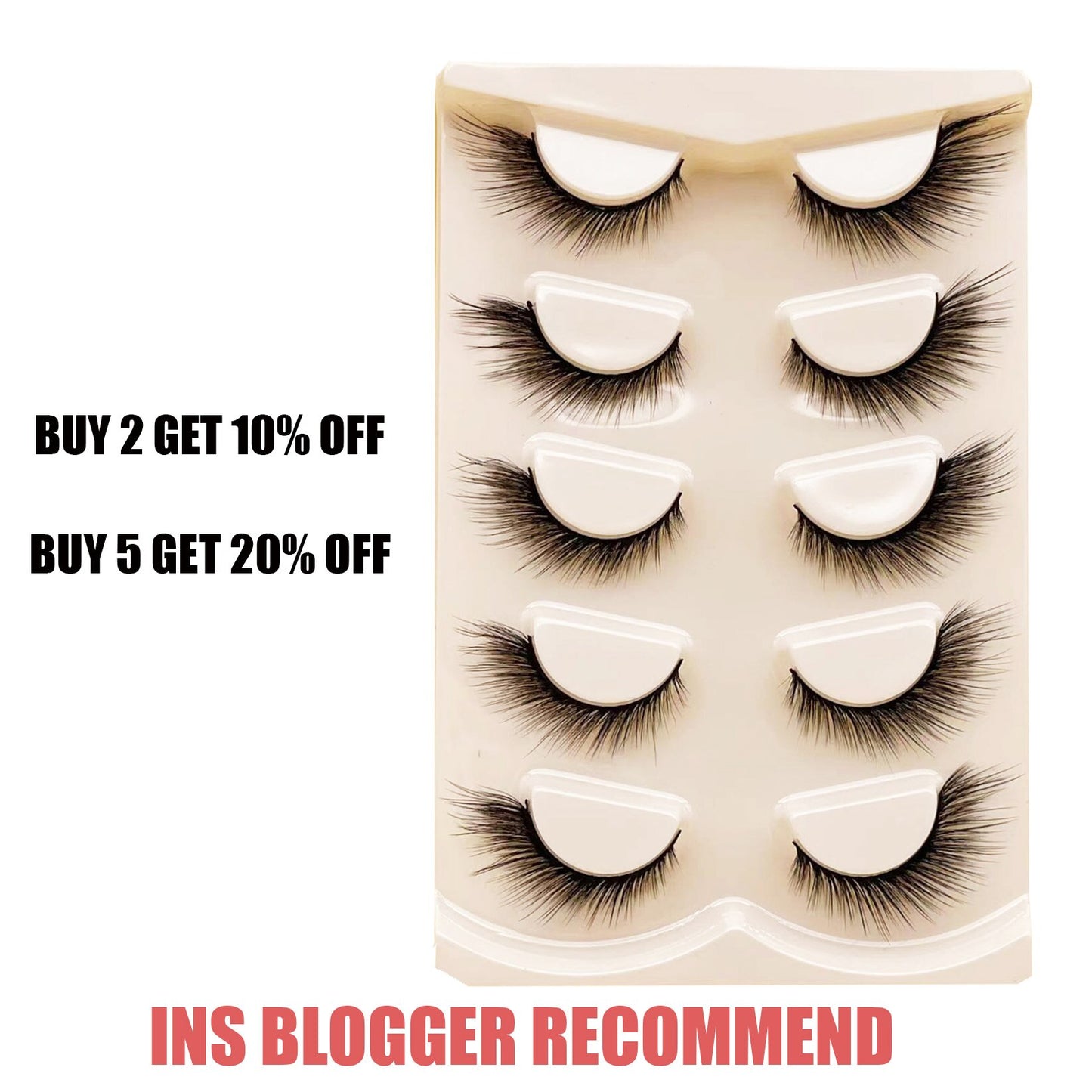 5 Pairs Fake Eyelashes Cat Eye Natural Half Lashes Fox Eye Winged Cat Eye Mink Lashes Extension Faux Cils