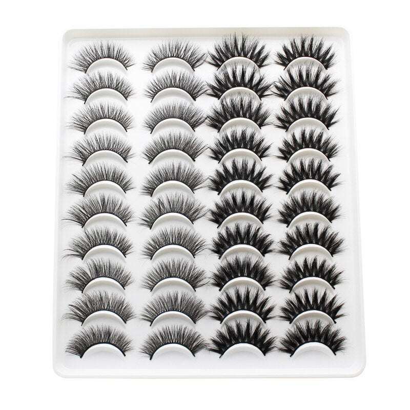 20 Pairs Mink Fluffy Lashes Eyelash Extension Natural False Eyelashes Dramatic Volume Lashes Reusable Lashes