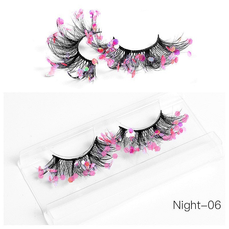 3D Diamond Shiny Fluffy Handmade Faux Mink Dramatic Decoration Eye Dress up EyeLashes Set False Eyelashes Colored Lashes