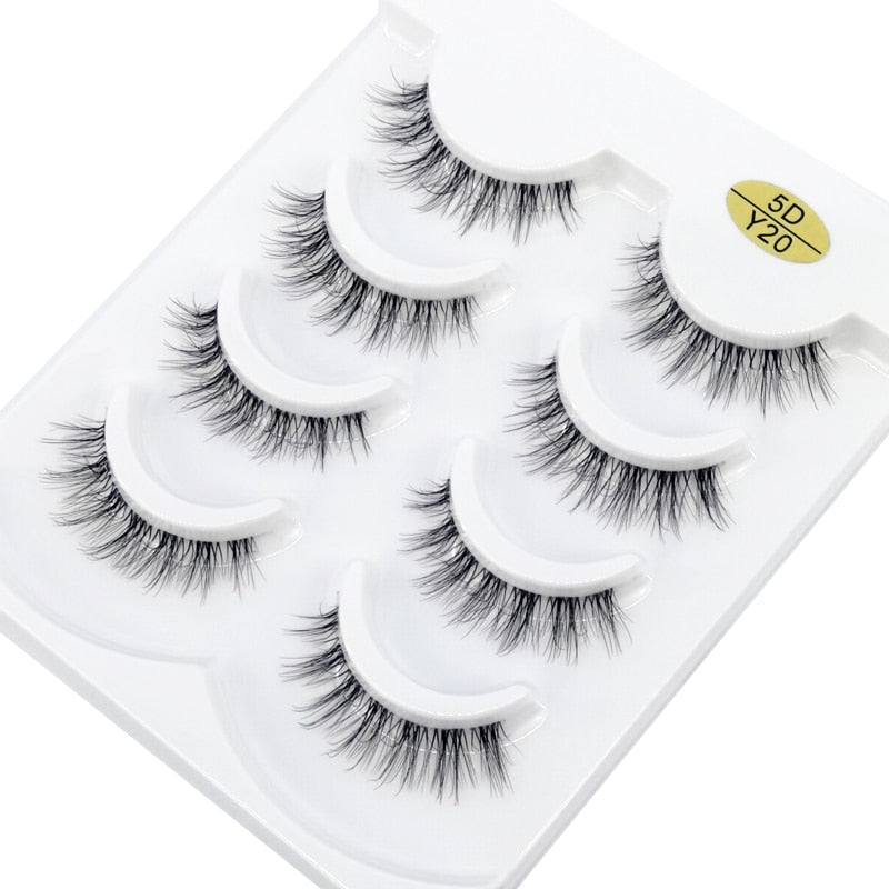 4 pairs 3D mink lashes natural long invisible thin band fake lashes curl transparent soft eyelashes