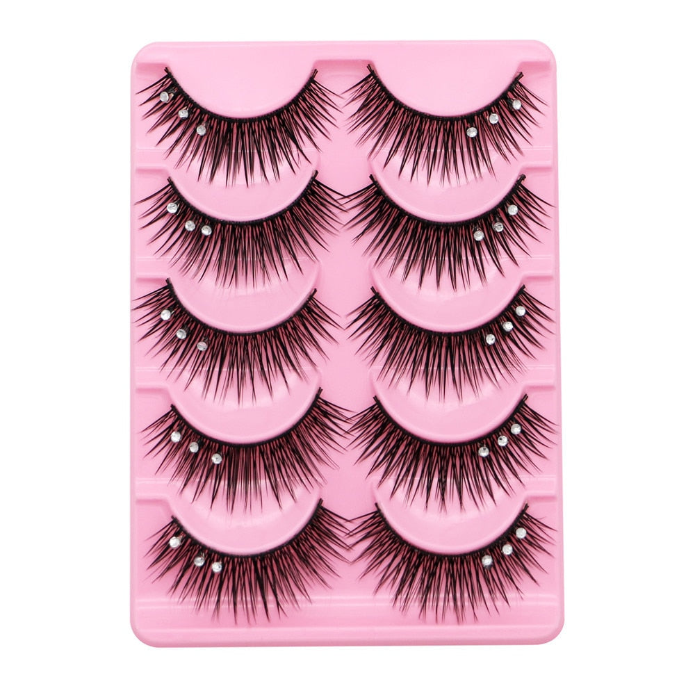 5 pairs Stage catwalk eyelash color flash drill performance Bushy three drill of fake eyelashes false lashes