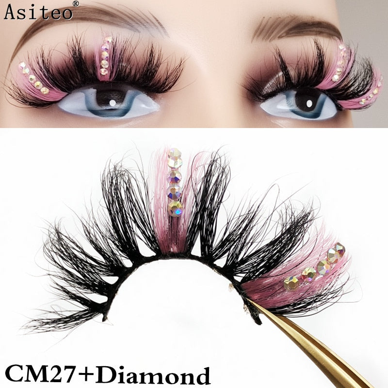 25mm Fluffy Diamond Ombre Colored Mink Lashes 5D Natural Volume Colorful Vegan Eyelashes Makeup