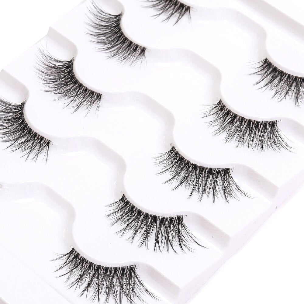 10Pairs Transparent Band Lashes Natural Long 3D Faux Mink False Eyelashes Handmade Fluffy Volume Eye Lash Cilios