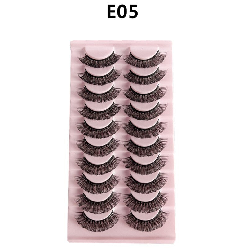 10 Pairs Faux Mink Lashes Natural False Eyelashes Fluffy Soft Wispy Dramatic Volume Lash Extension Wispy Long 3D