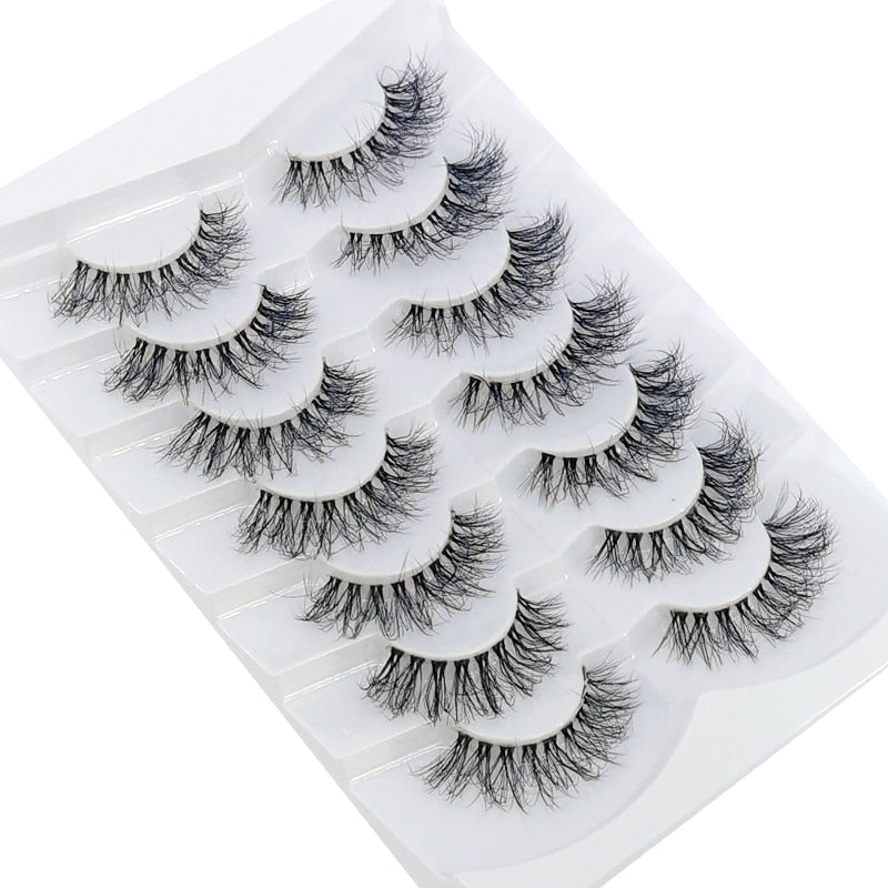 4/7 Pairs 3D Mink Lashes Natural Long Full Strip Lashes Transparent Short Mink EyeLashes Style False Eyelashes