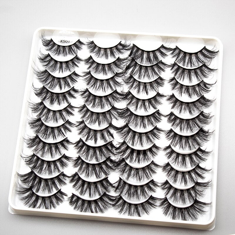 20 Pairs Mink Fluffy Lashes Eyelash Extension Natural False Eyelashes Dramatic Volume Lashes Reusable Lashes