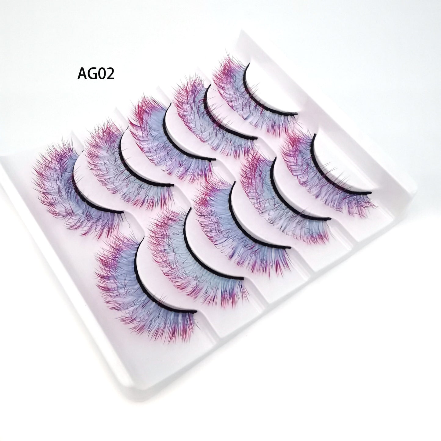 5 pairs 3D Mink Eyelashes Colorful 100% Mink Lashes Gradient Pink Blue Red White False Eyelashes Fluffy Soft Cilias