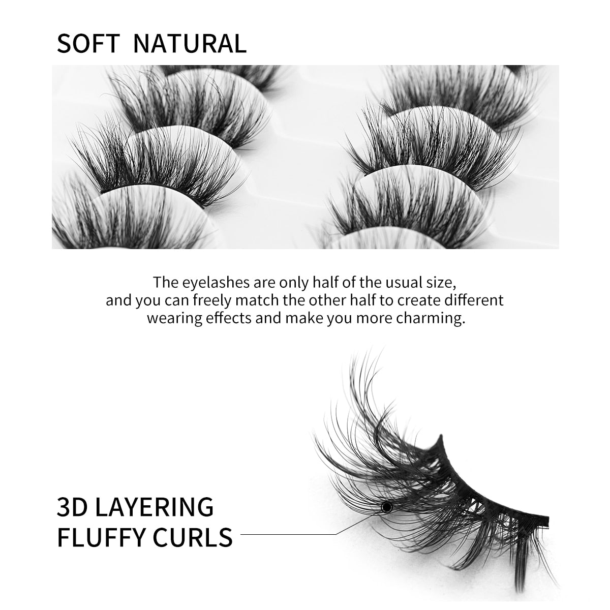 Half Eye Lashes 6D Faux Mink Natural Fluffy Eyelashes Cils Fake Eyelash Extension