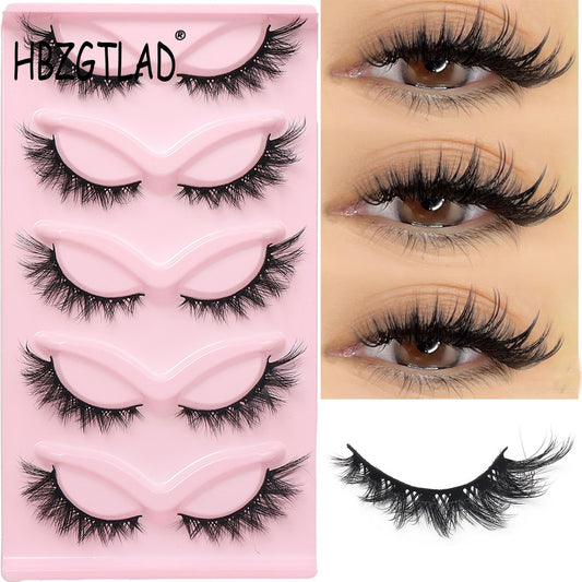 Cat eye Eyelashes 3D Natural False Lashes Fluffy Soft Cross 5 pairs Manga Lashes Wispy Natural Eyelash Extension