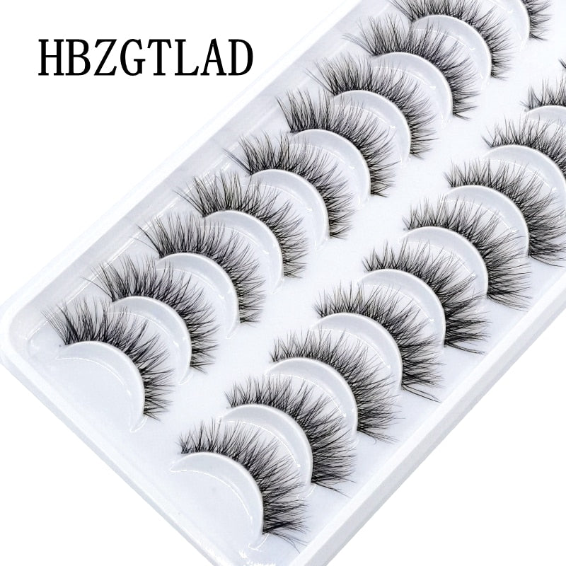 10 Pairs Mink Eyelashes Clear Band Eye Lashes Crisscross Transparent Band False Eyelashes Handmade Dramatic Lashes Upper Lashes