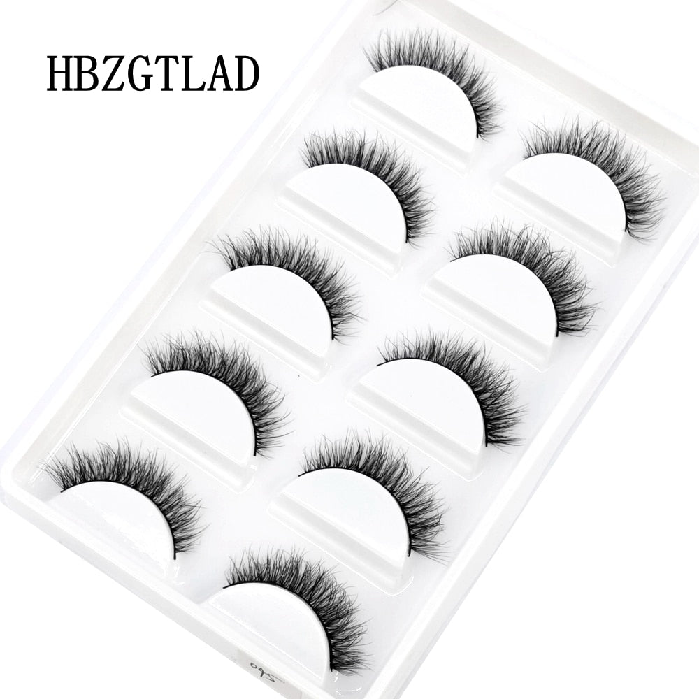5 Pairs Handmade 3d mink lashes short False Eyelashes Dense Natural Long Messy Eye Lashes Reusable Stage False Eyelashes