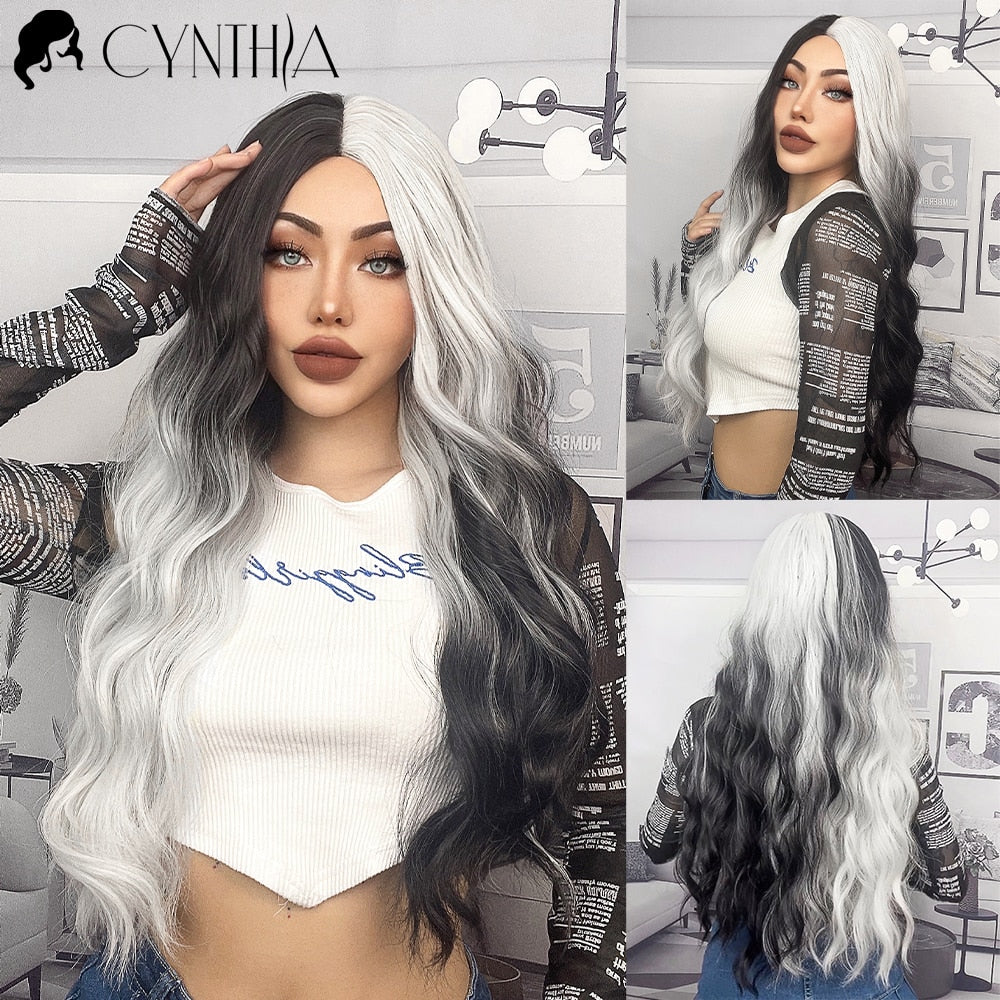 Blonde Synthetic Wig for Woman Long Body Wave Hair Cosplay Lolita Party Natural Heat Resistant Wigs Fiber Daily Hair