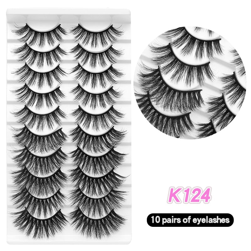 10Pairs Eyelashes Natural Long False Eyelashes Bulk Extension Individual Mink Lashes