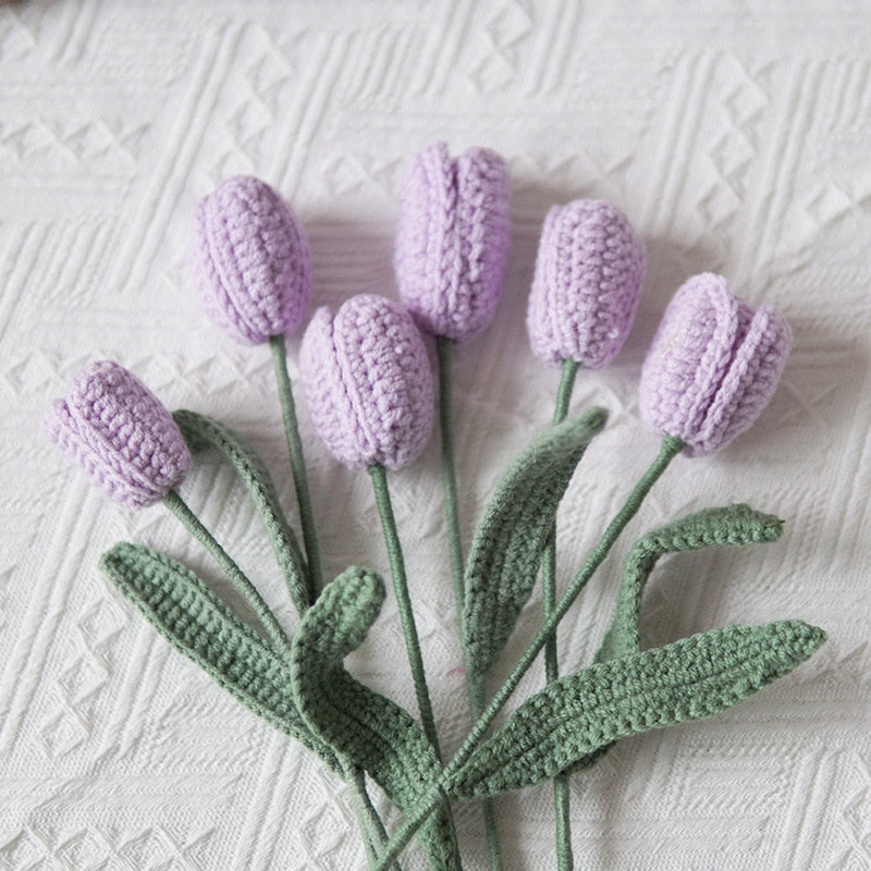 knitting Rose Flower Daisy Bouquet Sunflower Hand-Knitted Fake Flower knit flower Home Creative Decorate Gift