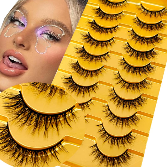 5/10pairs Mink Eyelashes 3D Lashes Wispy HandMade Full Strip Lashes 8D Natural Short False Eyelashes