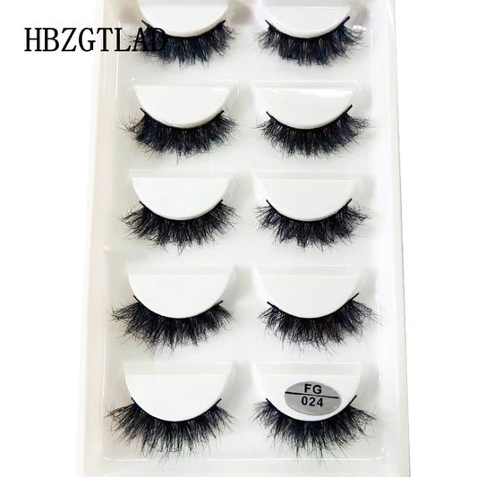 5Pairs False Eyelashes 6D Super Fluffy Wispy Faux Mink Eyelashes Cat/Fox Eye Effect Dramatic Lashes Eyelash Extension