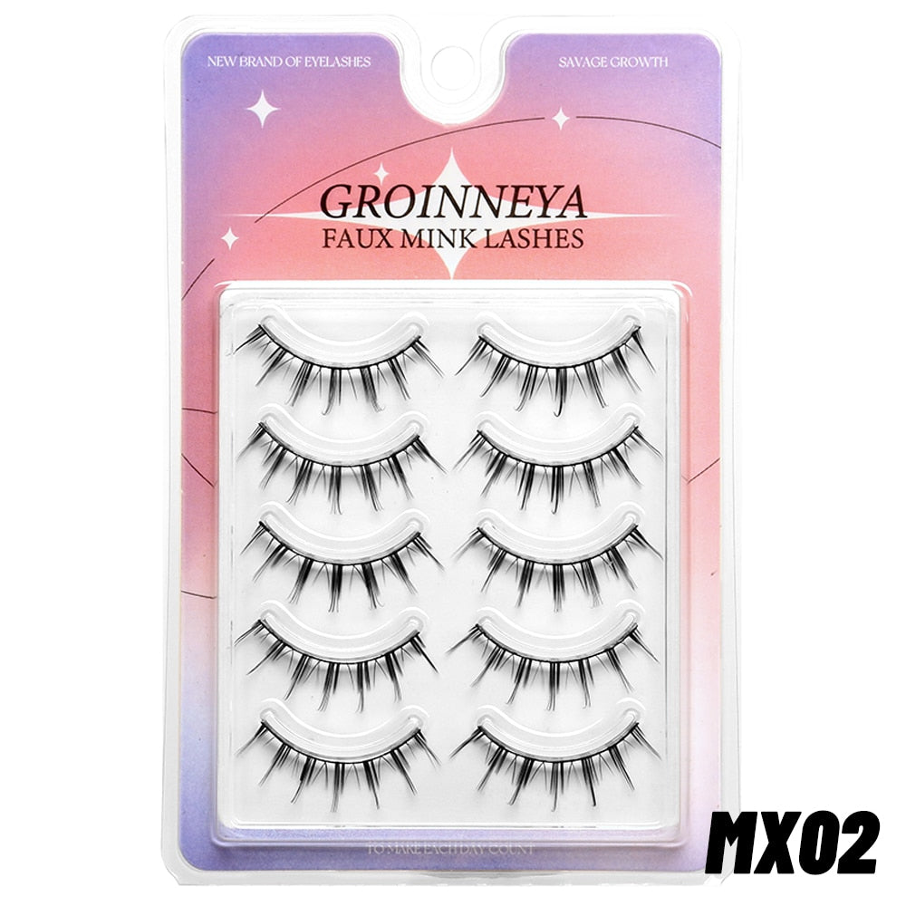 Manga Lashes 5 pairs Natural False Eyelashes Individual Clusters Wispy Mink Eye Lashes cosplay