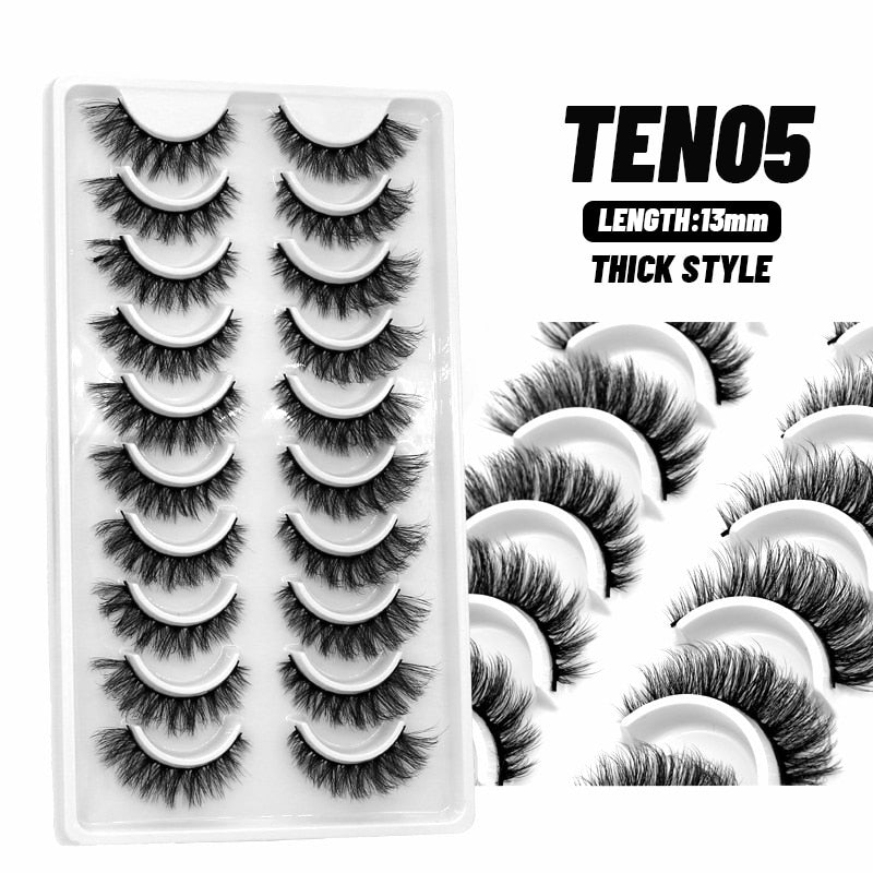 5/7/10 pairs False Eyelashes Mink Lashes Faux Fluffy Lash Soft Full Thick Wispy Eye Lashes