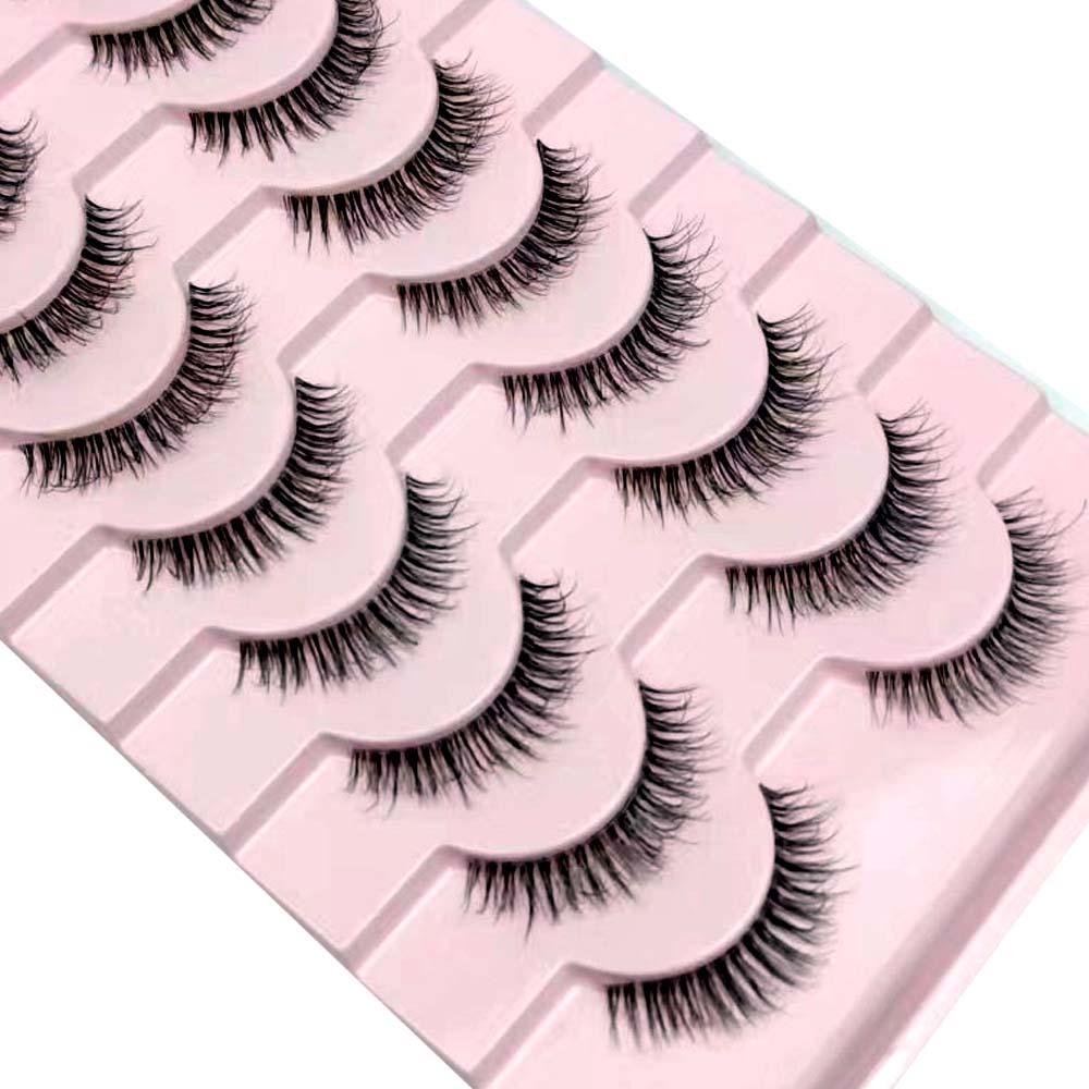 10 Pairs3D Mink Invisible Lash Handmade Crisscross Eyelashes Clear Band Soft Strip Eyelash Natural Long Wispy False Lashes