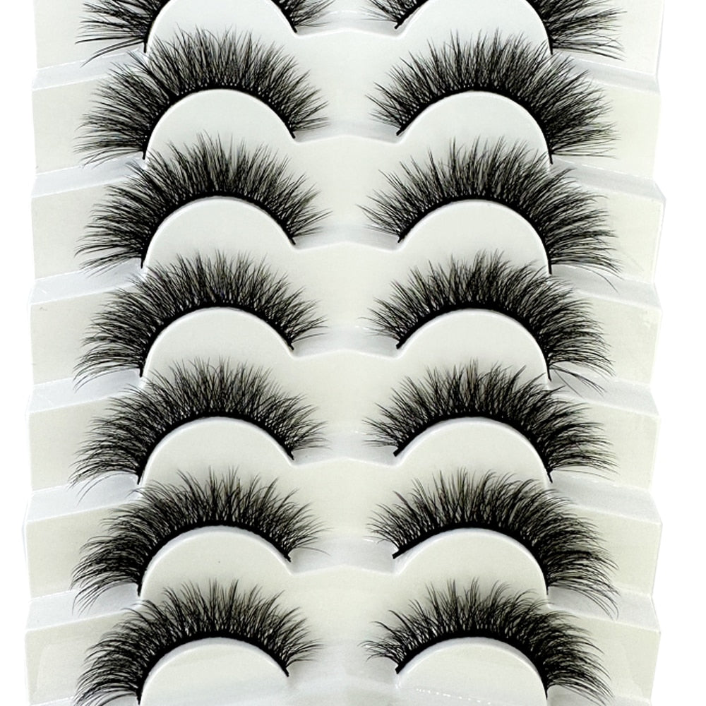 7Pairs Eyelashes 3D Mink Lashes Fluffy Soft Wispy Volume Natural long Cross False Eyelashes Eye Lashes Reusable