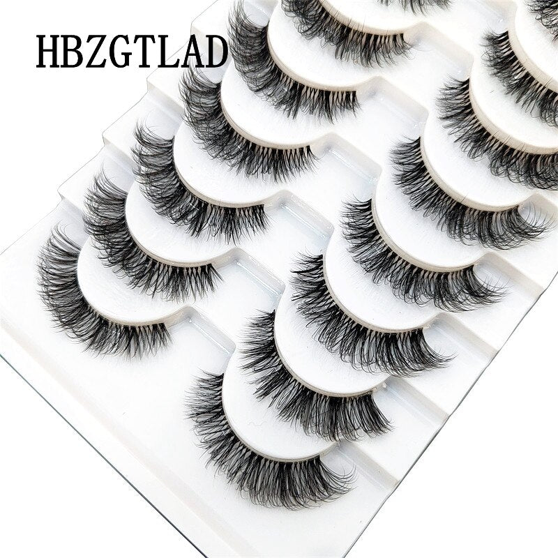 10Pairs Transparent Band Lashes Natural Long 3D Faux Mink False Eyelashes Handmade Fluffy Volume Eye Lash Cilios
