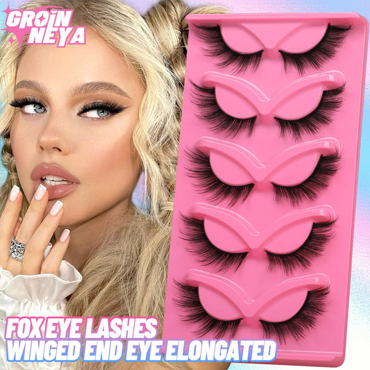 Cat Eye Lashes Faux Mink Eyelashes Natural long Manga Lashes Winged End Eye Elongated Eyelashes Fake Lashes