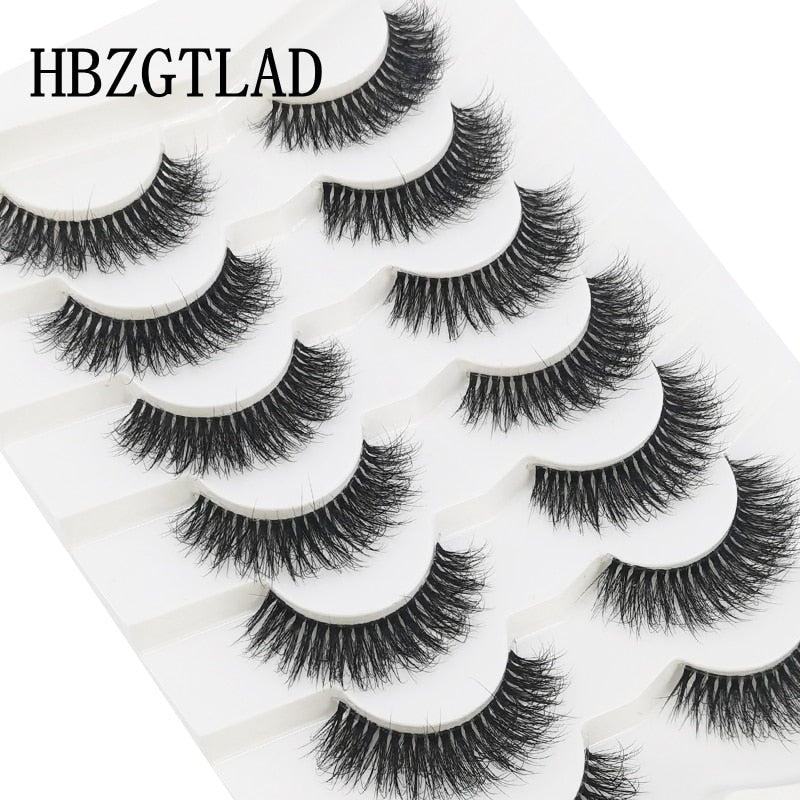 4/7 Pairs 3D Mink Lashes Natural Long Full Strip Lashes Transparent Short Mink EyeLashes Style False Eyelashes