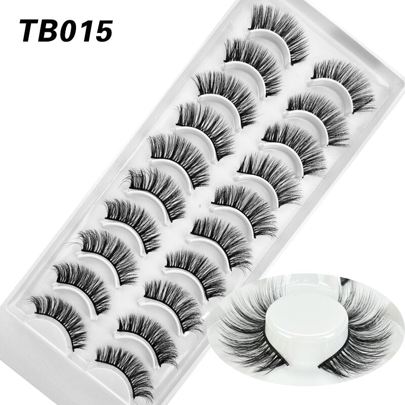 10 Pairs Natural 3d Faux Mink False Eyelashes Dense Curls Slim Short Lashes Cosplay Dramatic Eyelashes