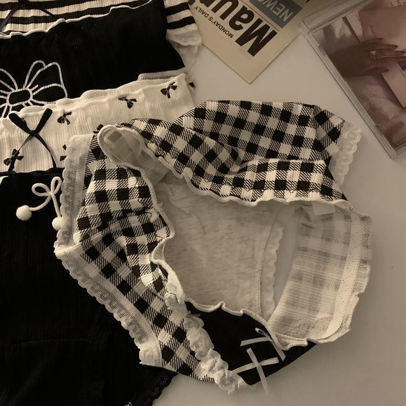 Lolita Girls Bow-knot Cotton Underwear Japanese Ladies Cute Antibacterial Mid-waist Briefs Sexy Lingerie