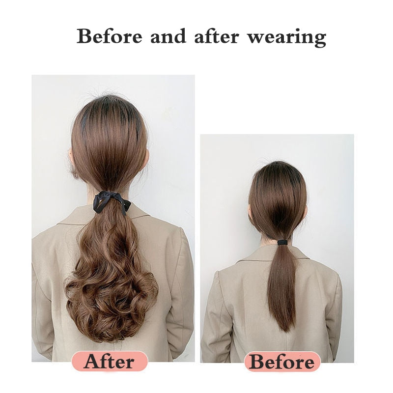 Concubine Synthetic Strappy Ponytail Hair Extensions False Tail Natural Hair Clip Horse tail Curly Organic For Women Wig