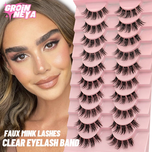 Clear Eyelash Manga  Lashes False 5/10 Pairs Eyelashes Cat-Eye Natural Fluffy 3D Faux Mink Lashes Wispy Lashes