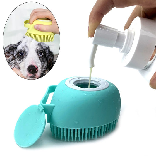 Bathroom Puppy Dog Cat Bath Massage Gloves Brush Soft Safety Silicone Pet Accessories Tools