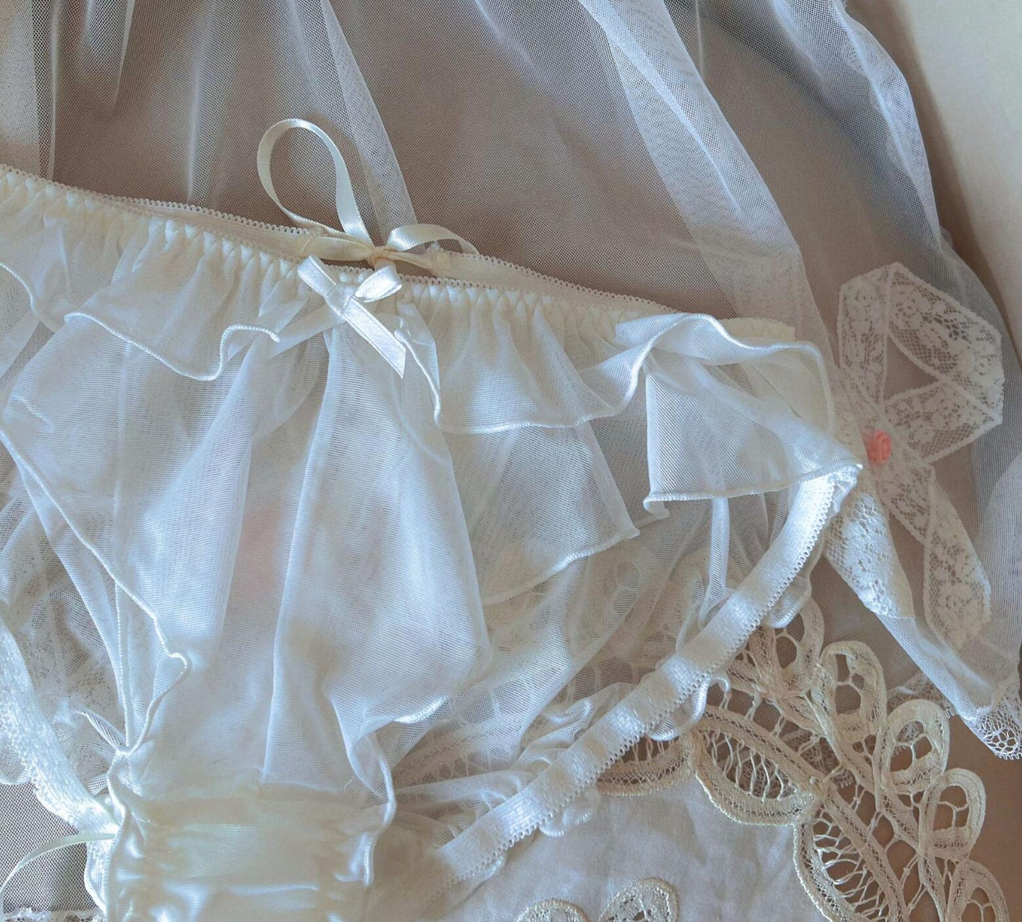 100% Real Photos Lolita Cute Kawaii Fashion Ruffles Mesh Panties Brief Underwear Lingerie
