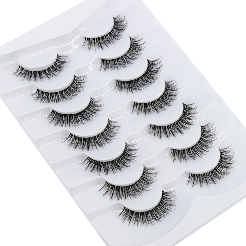 4/7 Pairs 3D Mink Lashes Natural Long Full Strip Lashes Transparent Short Mink EyeLashes Style False Eyelashes