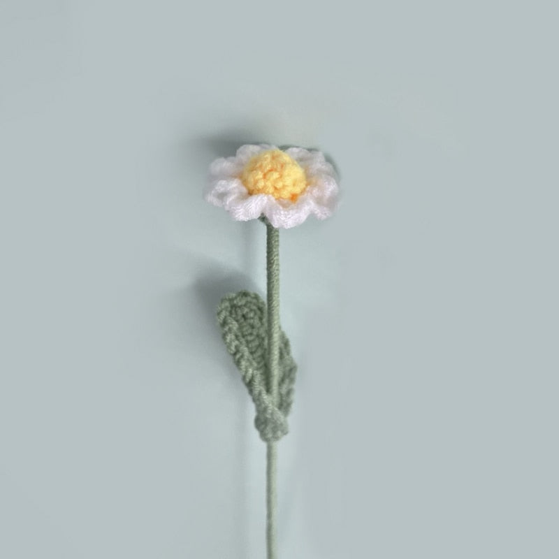 Knitting Flower Rose Carnation Fake Flowers Bouquet Decoration Hand-woven Home Table Decorate Creative Fake Flower Gifts