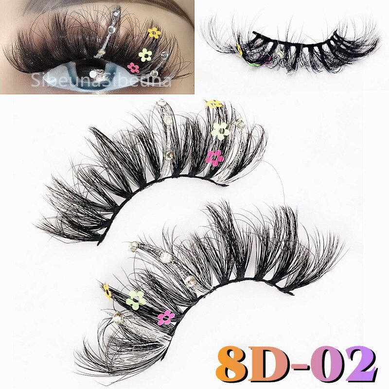Colored Diamond Glitter 8D False Eyelashes Color Sequin Fuax Mink Lashes Natural Long Stage Colorful Rainbow eyelashes