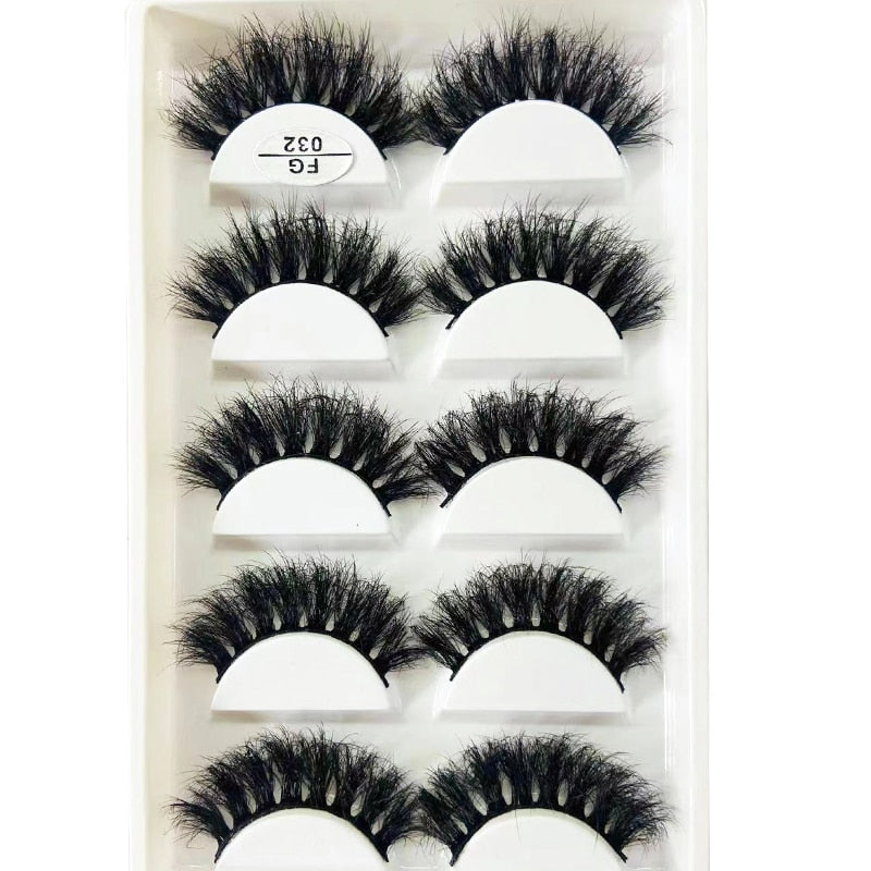 5 Pairs Handmade 3d mink lashes short False Eyelashes Dense Natural Long Messy Eye Lashes Reusable Stage False Eyelashes