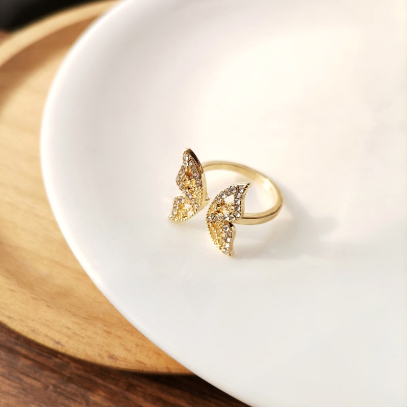 Luxury Gold Color Pearl Zircon Rings Vintage Sexy Open Joint Elegant