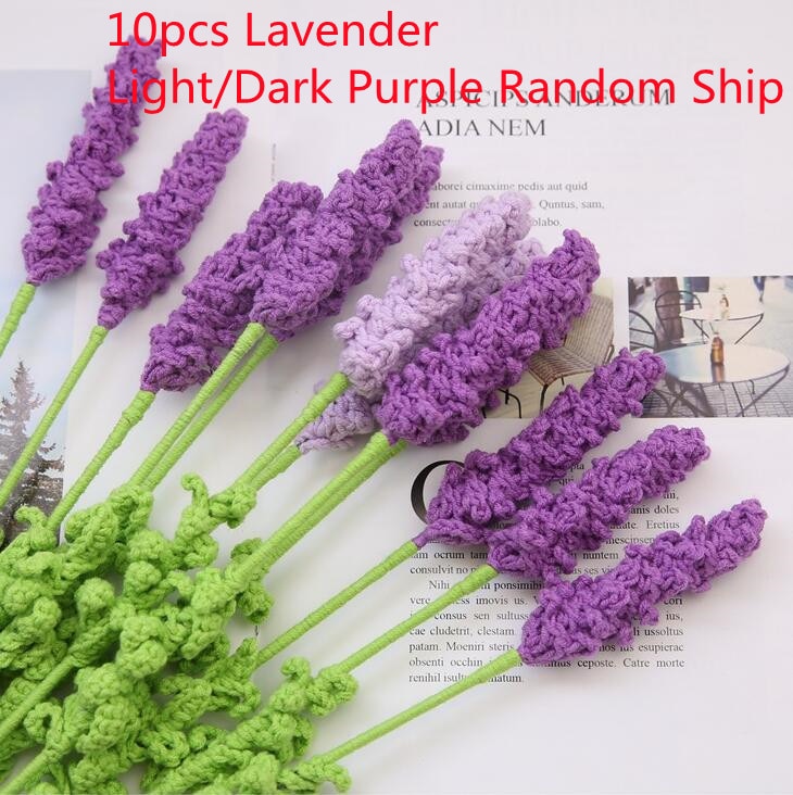 Finished 10pcs Hand-knitted Handmade Yarn Crochet Sunflower Bouquet Decorative Artificial Daisy Flowers Home Decoration