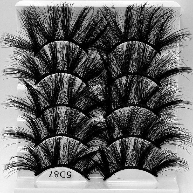 5 Pairs Mink Hair Lashes 25mm 5D Fluffy Soft Fals Eyelashes Natural Long Thick Eyelash extension Reusable Fake Lash